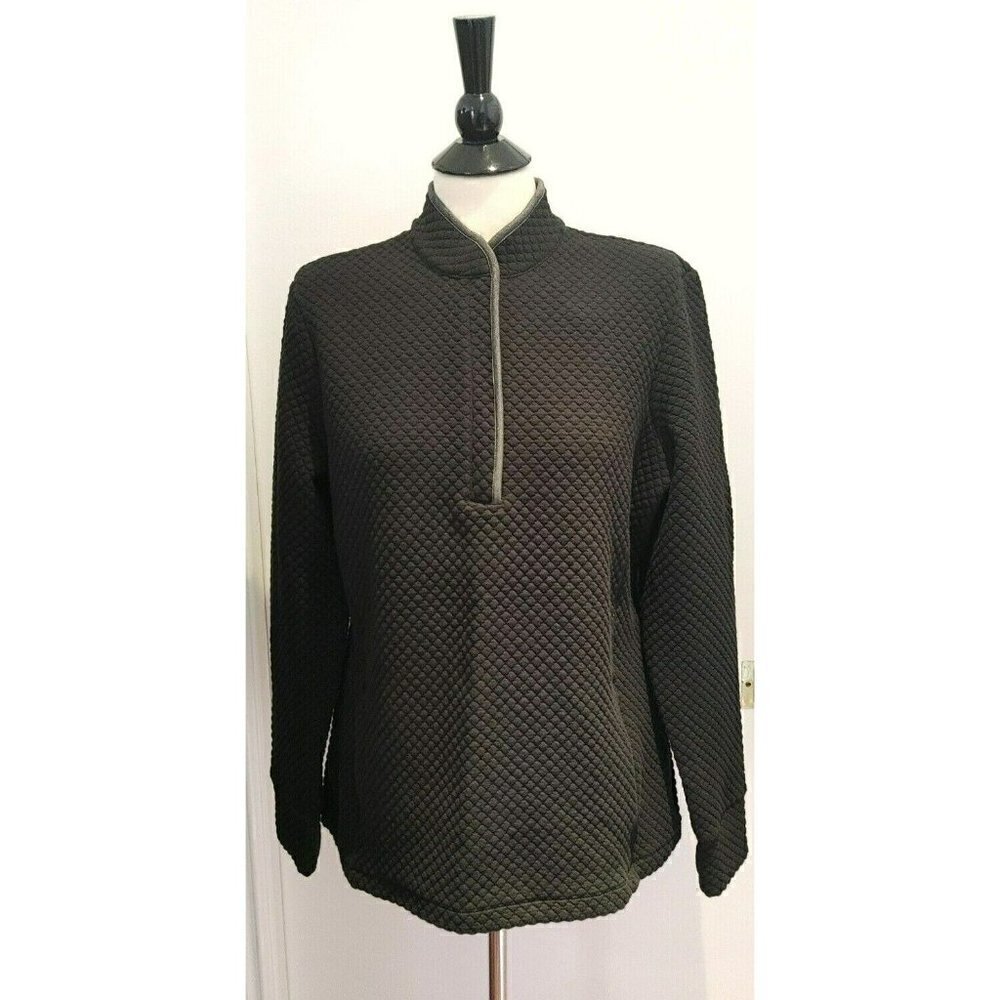 NWT Women's LP New York Long Sleeve Black Quilted Zip Mock Pullover Size L